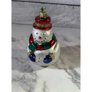 Vintage Blown Glass Snowman Figure Christmas Tree Ornament 3.5 inches